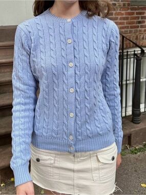 Brandy Melville Blue Cable-Knit Cardigan